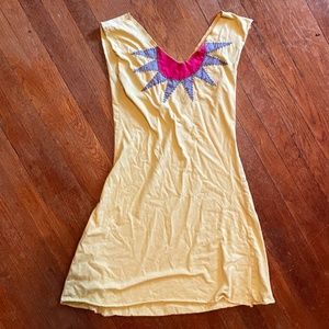 COPY - Synergy Organic Cotton Yellow Dress with Hand-Embroidered Sun - S